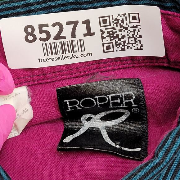 Vintage Roper Two-Toned Western Button Shirt Large 23x32 Baggy - Picture 6 of 13